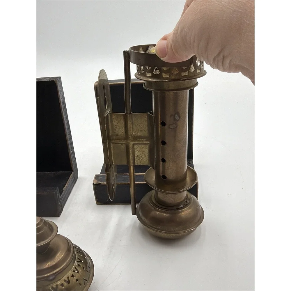 Set Of 2 Vintage Brass Carriage Railroad Train Wall Sconce Candle Lamps